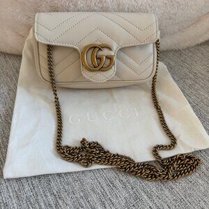 Authentic Gucci GG Marmont Flap Bag Matelasse Leather Super Mini